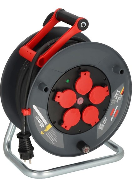 Profesyonel Serisi 40 Metre Kablolu 5 Soketli Isınma Sigortalı Cablepilot Özellikli Dış Mekan Makaralı Kablo (H07RN-F 3g2.5)