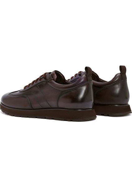 Erkek Kahverengi Bağcıklı Deri Casual Sneaker 25WFD693522 indirimleri