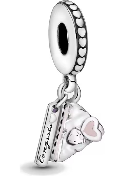 Üçgen Pasta Dilimi Sallantılı Gümüş Charm