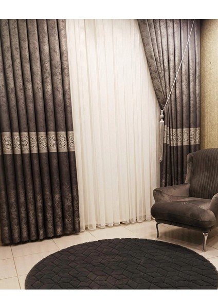 Areka Gümüş Zigzaklı 1/3 Sık Pile Tül Perde Apm