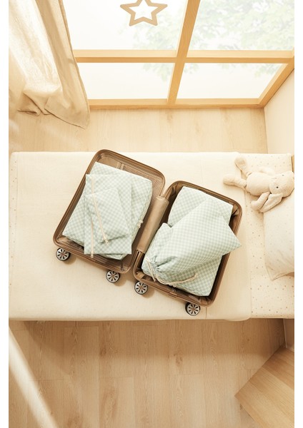 6'lı Mint Dama Desen Pamuklu Bavul Içi Düzenleyici Set fiyatları