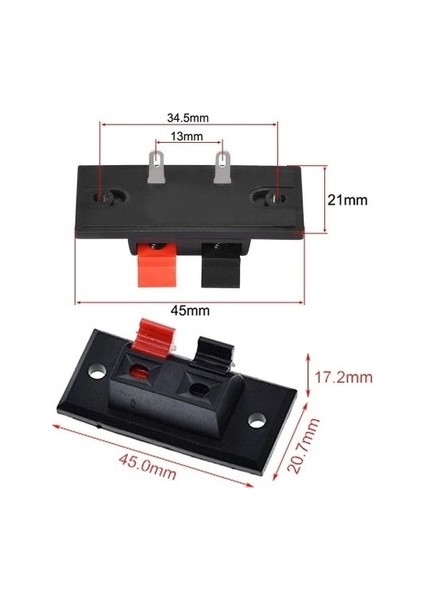 2li Hoparlör Terminal Soketi Panel Montaj Tip Yaylı Soket Speaker Ses Konnektör Bağlantı Kablo Elektrik Birleştirme