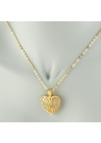 Allzey Kanat Açılır Kapanır Zirkon Taşlı Trend Kolye-Sarı