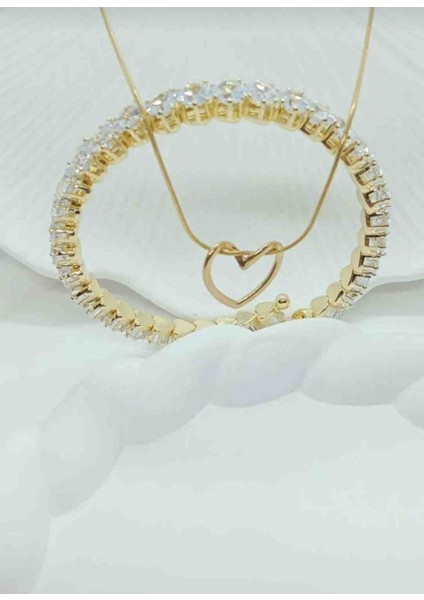 Gold Kalp Kolye, Esnek Tamtur Kalpli Bileklik Set fiyatları