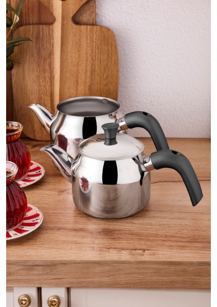 Tahtakale Soft Indüksiyon Tabanlı Mini Çelik Çaydanlık Takımı 0.80LT - 1.20LT modelleri