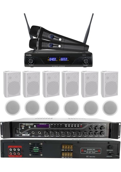 Kablosuz Mikrofon Alçıpan Sütun Hoparlör Mağaza Dükkan Kafe Seslendirme ve Okul Anons Sistemi