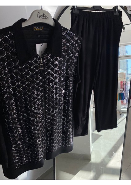 Luster Glam Şık Siyah Payetli Takım fiyatları