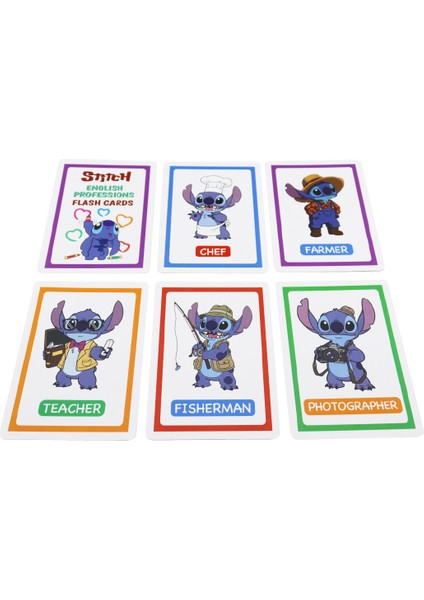 Stitch 4’lü Ingilizce Flash Kart Seti (Abc, 123, Renkler, Meslekler) 66 Kart – 10X14 cm