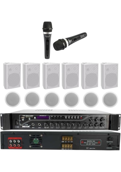 Kablolu Mikrofon Alçıpan Sütun Hoparlör Mağaza Dükkan Kafe Seslendirme ve Okul Anons Sistemi