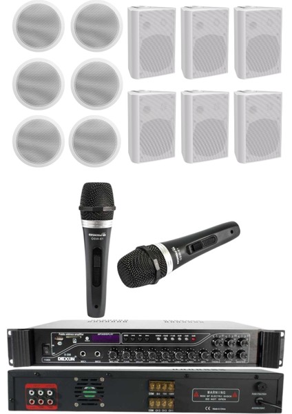 Kablolu Mikrofon Alçıpan Sütun Hoparlör Mağaza Dükkan Kafe Seslendirme ve Okul Anons Sistemi modelleri