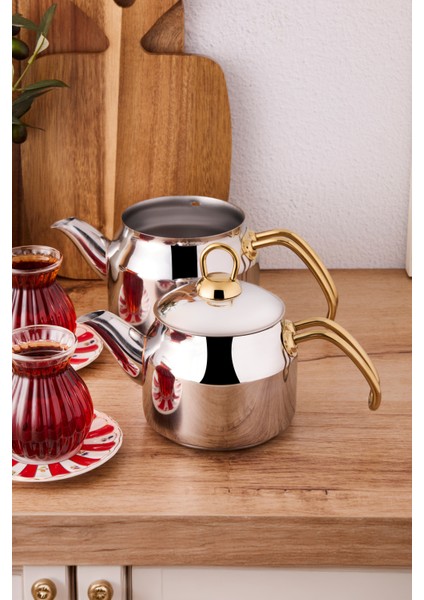 Tahtakale Gold Indüksiyon Tabanlı Mini Çelik Çaydanlık Takımı 0.80LT - 1.20LT modelleri