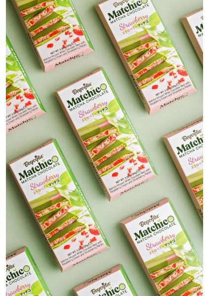 Matchiko Çilek Kremalı ve Parçacıklı Matcha Çikolata 95 Gr. modelleri
