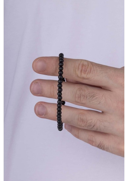 4 mm Minimal Taşlı Oniks Taşlı Doğal Taş Erkek Bileklik modelleri