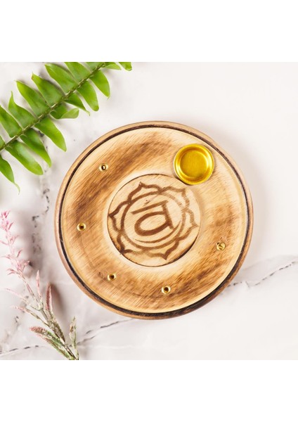 Sacral Çakra Temalı Yuvarlak Ahşap Konik Tütsülük fiyatları