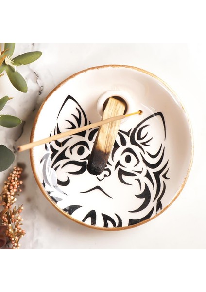 Kedi Temalı Beyaz Palo Santo Tütsülük