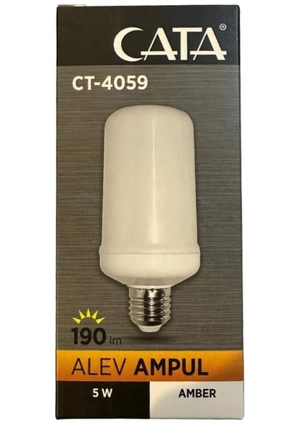 CT-4059 5W Alev Efektli LED Ampul E27 Duy Amber Renk Dekoratif Aydınlatma 3 Fonksiyonlu