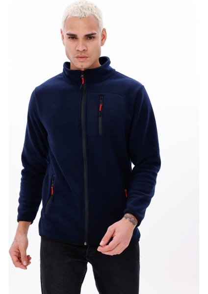 Erkek Biyeli Fermuarlı Spor Polar Ceket