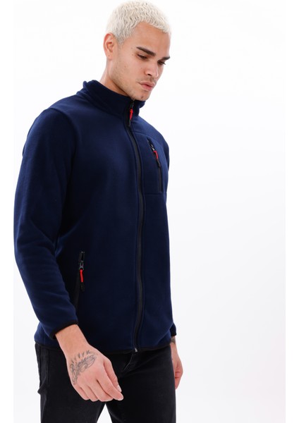 Erkek Biyeli Fermuarlı Spor Polar Ceket