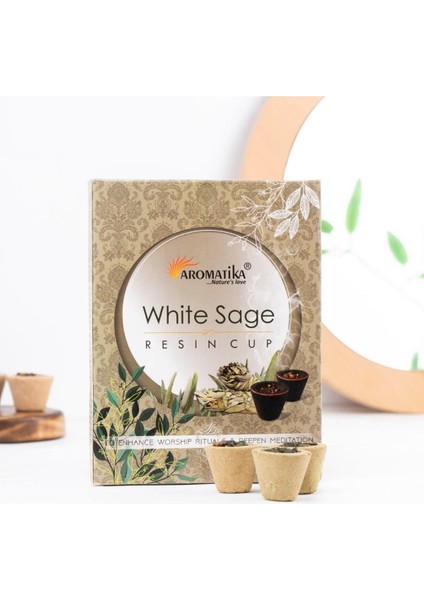 White Sage Resine Cup Bahçe Tütsüsü
