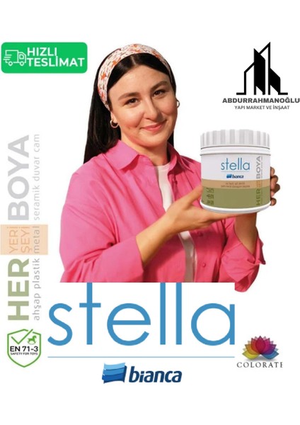 Stella Yeni Nesil Dönüşüm Boyası 1 Litre Beyaz (Su Bazlı Boya Fayans-Mermer-Tezgah-Kapı-Dolap-İç Cephe-Dönüşüm-Mutfak-Banyo-Plastik-Ahşap)