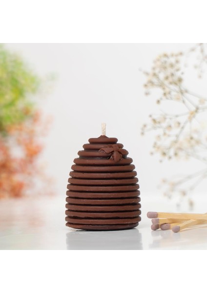 Arılı Konik Kovanı Temalı Balmumu Mum