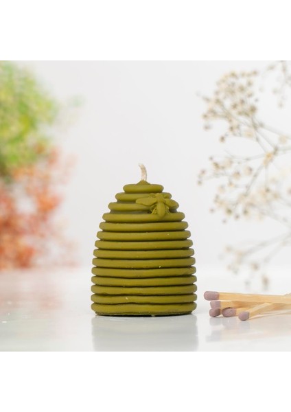 Arılı Konik Kovanı Temalı Balmumu Mum