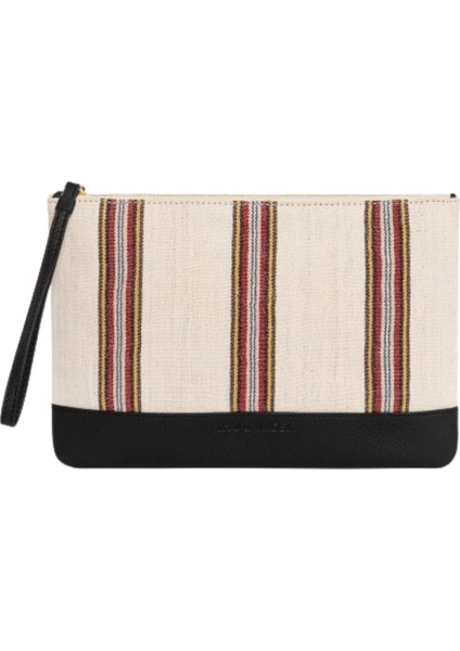 Antiochia - Siyah Deri Çok Renkli Dokuma Kumaş Portföy