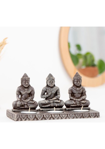 Üçlü Buddha Temalı Tealight Mumluk