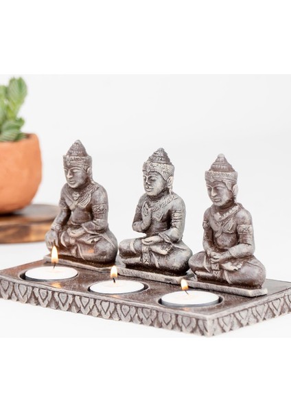 Üçlü Buddha Temalı Tealight Mumluk fiyatları