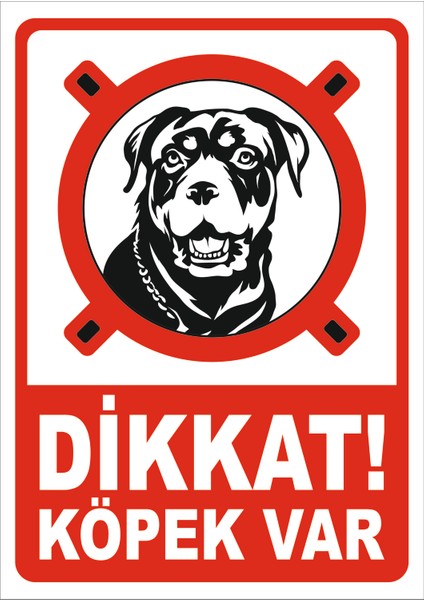 Dikkat Köpek Var - Uyarılevhası Folyo Sticker (21X29,7CM) 1 Tane fiyatları