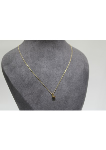 14 Ayar Altın L Harfi Kolye Zinciriyle Beraber