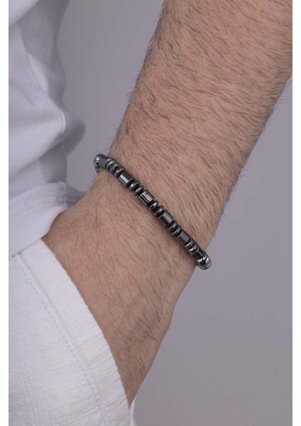 Hematit Taşı Silindir Kesim Erkek Doğal Taş Bileklik fiyatları