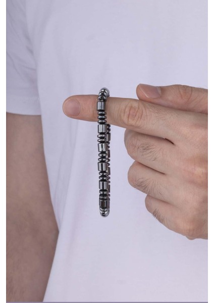 Hematit Taşı Silindir Kesim Erkek Doğal Taş Bileklik modelleri