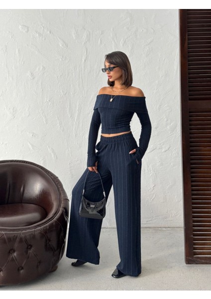 Kadın Madonna Yaka Parmak Geçmeli Bluz Pantolon Alt-Üst Takım fiyatları