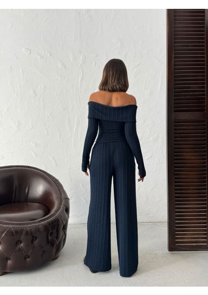 Kadın Madonna Yaka Parmak Geçmeli Bluz Pantolon Alt-Üst Takım modelleri