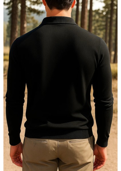 Erkek Kışlık Yarım Fermuarlı Siyah Sweatshirt fiyatları