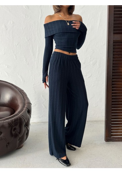 Kadın Madonna Yaka Parmak Geçmeli Bluz Pantolon Alt-Üst Takım indirimleri