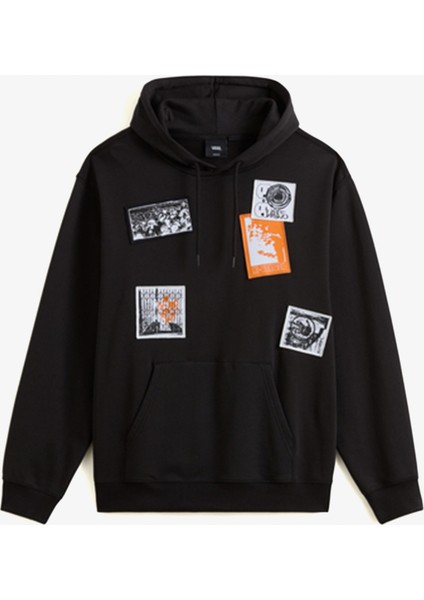 Punk Patch Pullover Erkek Siyah Sweatshırt.-