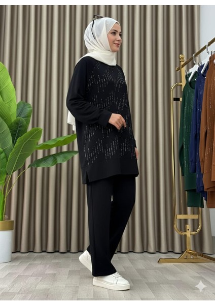 Taş Baskı Desenli Tunik Pantolon Ikili Takım indirimleri