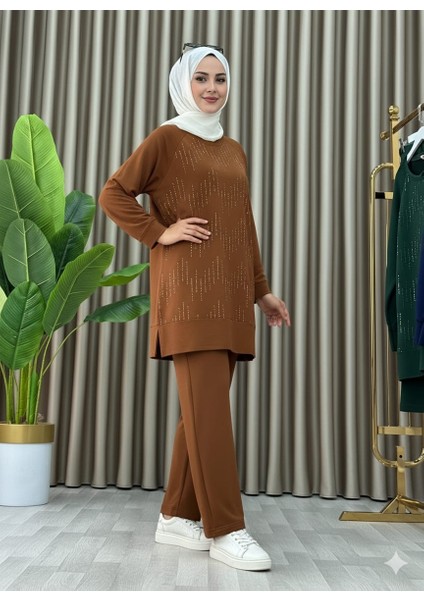 Taş Baskı Desenli Tunik Pantolon Ikili Takım fiyatları