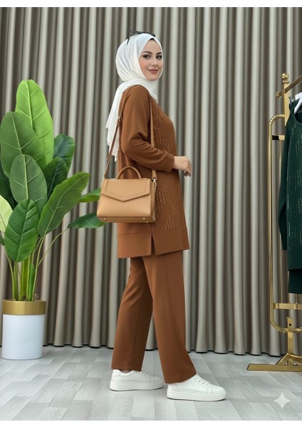 Taş Baskı Desenli Tunik Pantolon Ikili Takım indirimleri