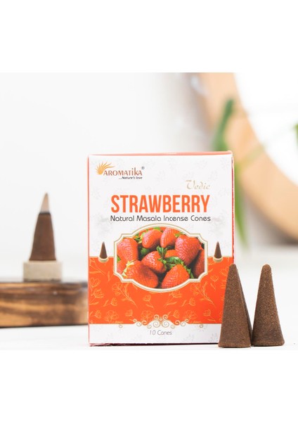 Çilek Aromalı Konik Tütsü