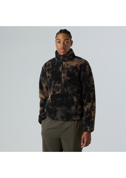 Extreme Pile Printed Pullover Erkek Siyah Polar.-