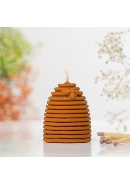 Arılı Konik Kovanı Temalı Balmumu Mum