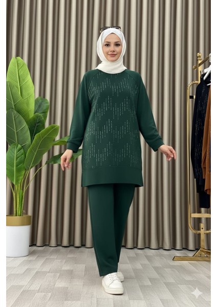 Taş Baskı Desenli Tunik Pantolon Ikili Takım modelleri