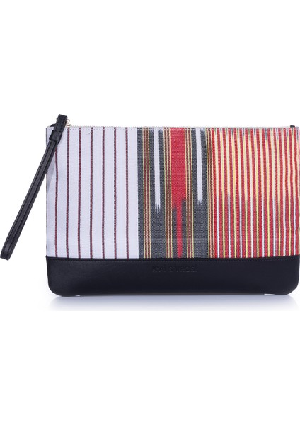 Puli - Siyah Deri Peştemal Dokuma Kumaş Portföy