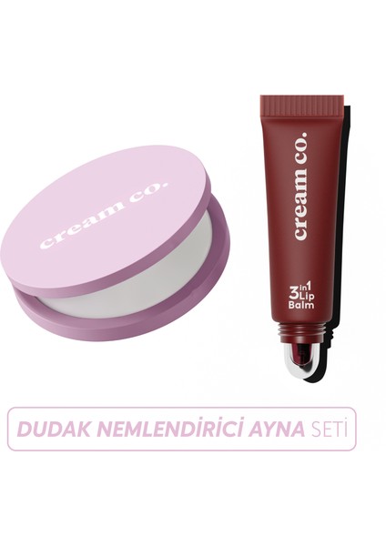 3in1 Lip Balm Ayna Seti | Dudak Nemlendirici Parlatıcı & Cep Aynası | Black Cherry Bordo