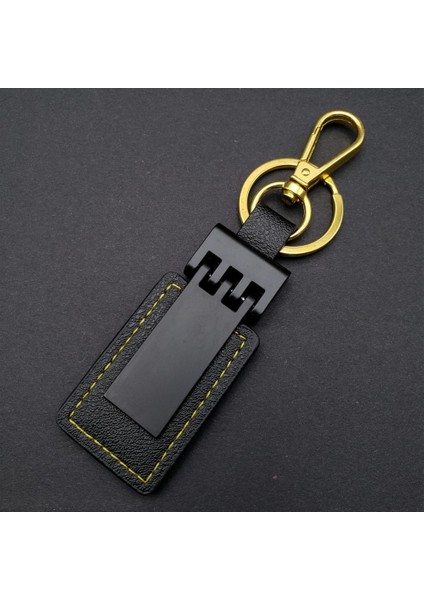Anahtarlık Metal Siyah Deri Gold