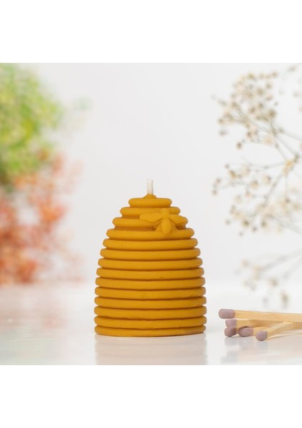 Arılı Konik Kovanı Temalı Balmumu Mum