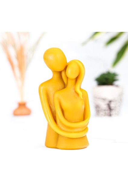 Sarılan Çift Temalı Organik Balmumu Mum (Sıcak Döküm)